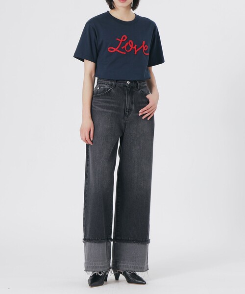 LOVELESS(ラブレス)の「LOVEコード刺繍Tシャツ(Tシャツ/カットソー・レディース・オフホワイト/ネイビー/ブラック・36)」の12枚目の写真