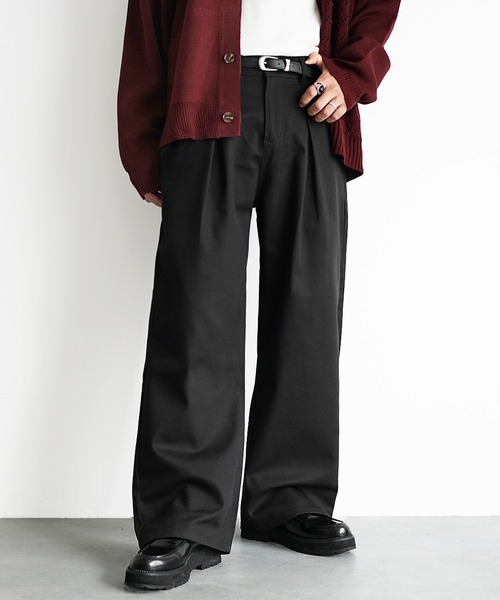 MinoriTY(マイノリティ)の「【MinoriTY】カツラギ素材チルワイドチノパン チノパンツ メンズ セミワイド ストレートワイドシルエット バギーシルエット 春服 秋服(チノパンツ・メンズ・ブラック/ベージュ/アイボリー・L/M/S)」の9枚目の写真