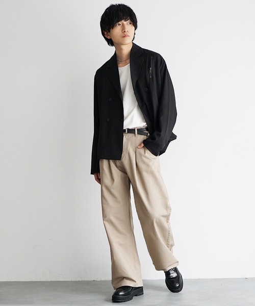 MinoriTY(マイノリティ)の「【MinoriTY】カツラギ素材チルワイドチノパン チノパンツ メンズ セミワイド ストレートワイドシルエット バギーシルエット 春服 秋服(チノパンツ・メンズ・ブラック/ベージュ/アイボリー・L/M/S)」の7枚目の写真