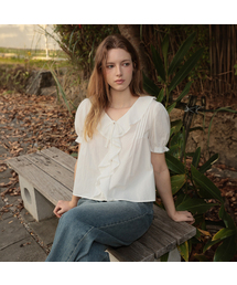 Puff Sleeve Ruffle Blouse [Ivory]