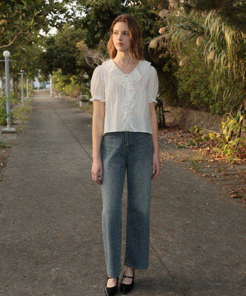 DEHEVE（デヘヴェ）の「Puff Sleeve Ruffle Blouse [Ivory]（シャツ/ブラウス・レディース・アイボリー・FREE）」の10枚目の写真