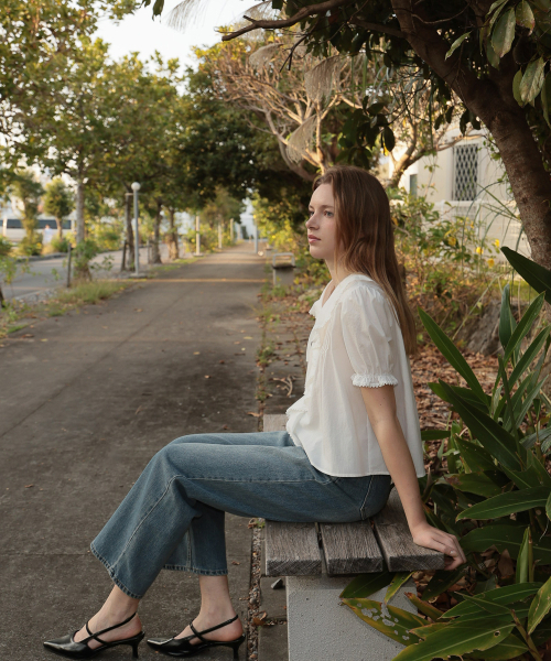 DEHEVE（デヘヴェ）の「Puff Sleeve Ruffle Blouse [Ivory]（シャツ/ブラウス・レディース・アイボリー・FREE）」の14枚目の写真