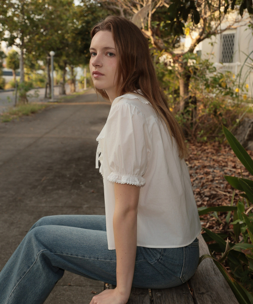 DEHEVE（デヘヴェ）の「Puff Sleeve Ruffle Blouse [Ivory]（シャツ/ブラウス・レディース・アイボリー・FREE）」の15枚目の写真