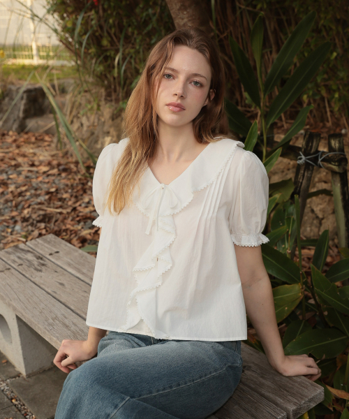 DEHEVE（デヘヴェ）の「Puff Sleeve Ruffle Blouse [Ivory]（シャツ/ブラウス・レディース・アイボリー・FREE）」の7枚目の写真