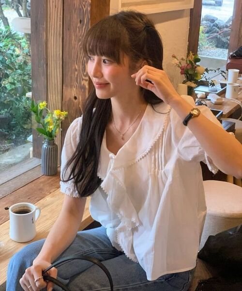 DEHEVE（デヘヴェ）の「Puff Sleeve Ruffle Blouse [Ivory]（シャツ/ブラウス・レディース・アイボリー・FREE）」の8枚目の写真