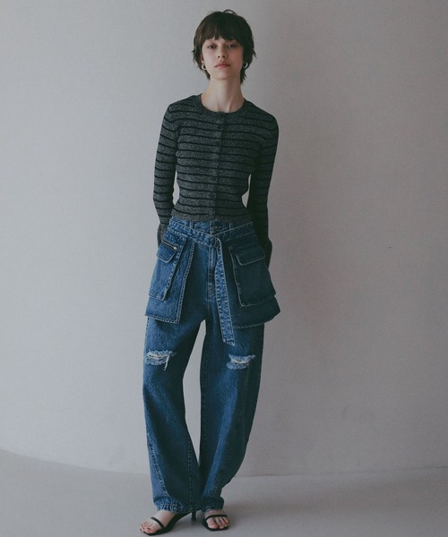 BAYFLOW（ベイフロー）の「【EF(エフ)】デニムベルトスカート（WOMEN）（デニムスカート・レディース・グレー/インディゴブルー・FREE）」の4枚目の写真