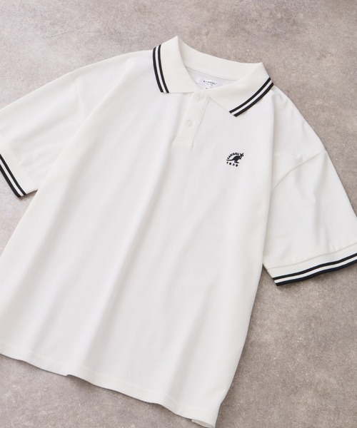 KANGOL（カンゴール）の「【KANGOL/カンゴール】別注 ワンポイント刺繍 半袖 ポロシャツ（ポロシャツ・メンズ・ホワイト/ネイビー/ブラック系1/ブラウン/ブラック系2/チャコールグレー/ワインレッド/グリーン・XL/L/M/S）」の2枚目の写真
