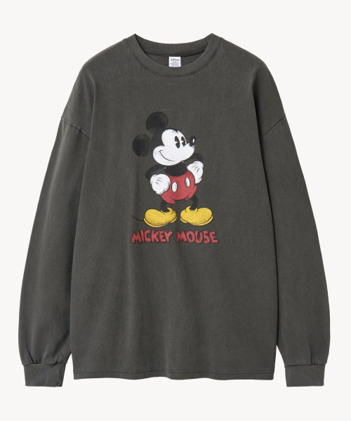 VTWO（ブイツー）の「ヴィンテージウォッシング_ミッキー_ロングスリーブTシャツ (チャコール)（Tシャツ/カットソー・レディース・その他・MEDIUM/LARGE）」の2枚目の写真