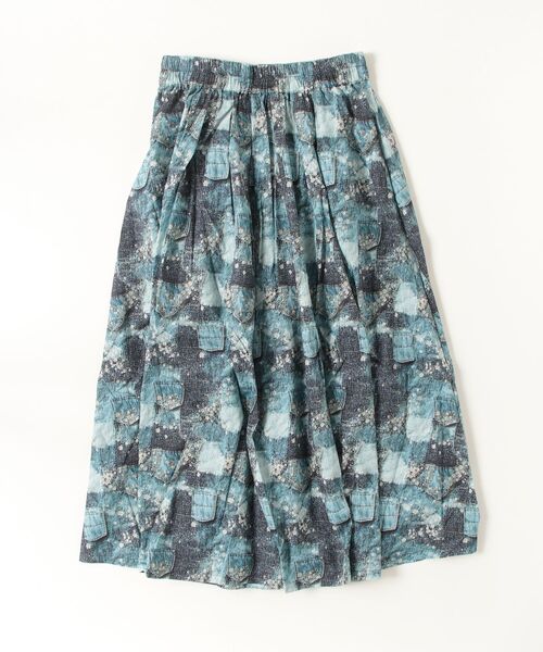 sandy（サンディー）の「プリントタック＆ギャザースカート（スカート・レディース・ネイビー/イエロー/ブルー/オフホワイト・FREE）」の2枚目の写真