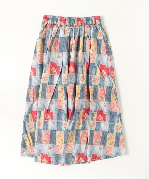 sandy（サンディー）の「プリントタック＆ギャザースカート（スカート・レディース・ネイビー/イエロー/ブルー/オフホワイト・FREE）」の3枚目の写真