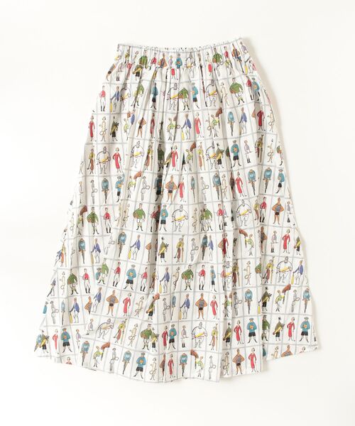 sandy（サンディー）の「プリントタック＆ギャザースカート（スカート・レディース・ネイビー/イエロー/ブルー/オフホワイト・FREE）」の5枚目の写真