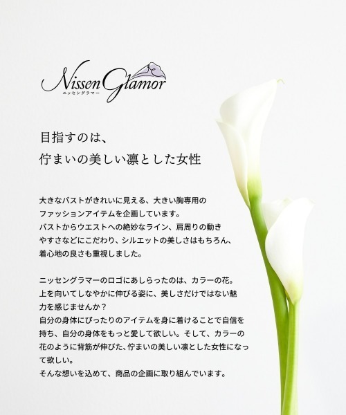 Nissen glamor(ニッセングラマー)の「【大きい胸専用】花柄スタンドネックウエストマークワンピース(ワンピース・レディース・アイボリー/ベージュ・LL/L/M)」の4枚目の写真