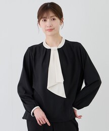 配色ボウタイブラウス