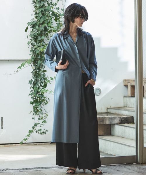 qualite（カリテ）の「【接触冷感】ドライジャージーワンピース　春服　夏服　2WAY（ワンピース・レディース・カーキ/グレイッシュブルー・フリー）」の2枚目の写真