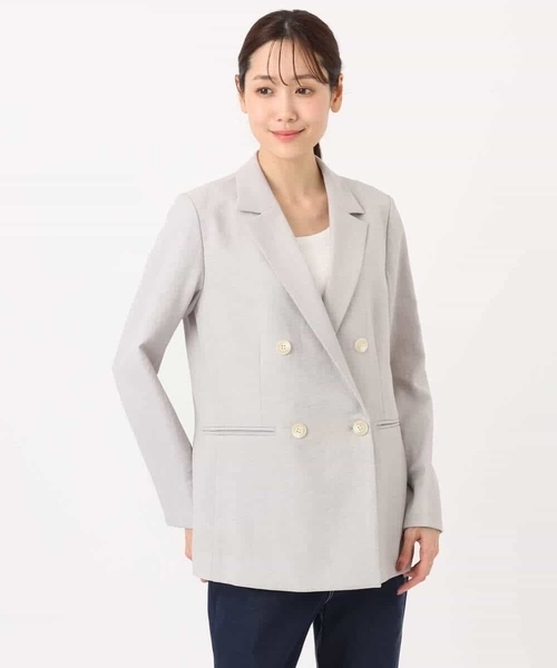 MK MICHEL KLEIN(エムケーミッシェルクラン)の「バイオヴィンテージツイル ダブルブレストジャケット/接触冷感/UVカット/速乾/洗える(テーラードジャケット・レディース・ネイビー/グレイッシュベージュ・38)」の17枚目の写真