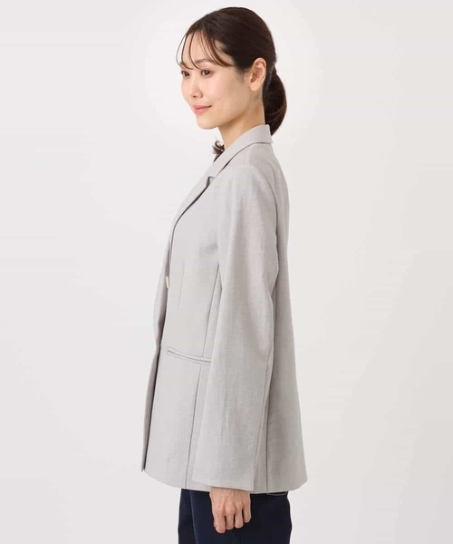 MK MICHEL KLEIN(エムケーミッシェルクラン)の「バイオヴィンテージツイル ダブルブレストジャケット/接触冷感/UVカット/速乾/洗える(テーラードジャケット・レディース・ネイビー/グレイッシュベージュ・38)」の18枚目の写真