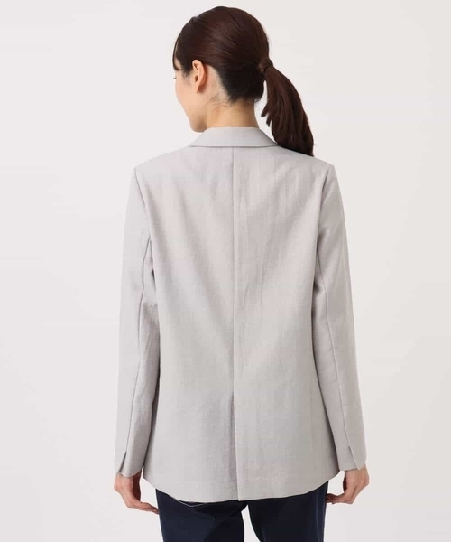 MK MICHEL KLEIN(エムケーミッシェルクラン)の「バイオヴィンテージツイル ダブルブレストジャケット/接触冷感/UVカット/速乾/洗える(テーラードジャケット・レディース・ネイビー/グレイッシュベージュ・38)」の19枚目の写真