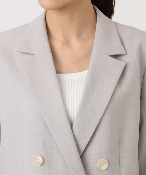 MK MICHEL KLEIN(エムケーミッシェルクラン)の「バイオヴィンテージツイル ダブルブレストジャケット/接触冷感/UVカット/速乾/洗える(テーラードジャケット・レディース・ネイビー/グレイッシュベージュ・38)」の20枚目の写真