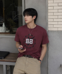 トゥエイトピグメントクロップ半袖Tシャツバーガンディ