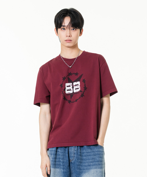 MOZMOZ(モズモズ)の「トゥエイトピグメントクロップ半袖Tシャツバーガンディ(Tシャツ/カットソー・レディース・その他・1/2/3)」の2枚目の写真