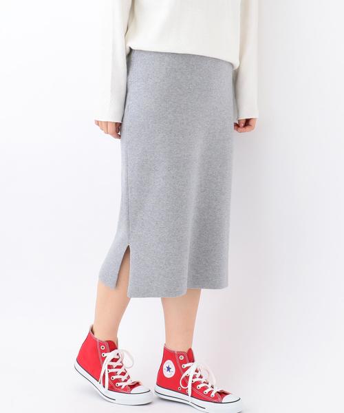 Another Edition(アナザーエディション)の「ミラノリブタイトスカート/AEMFC ミラノ RIB タイト SK◆(スカート・レディース・ライトグレー/ブラック・FREE)」の2枚目の写真