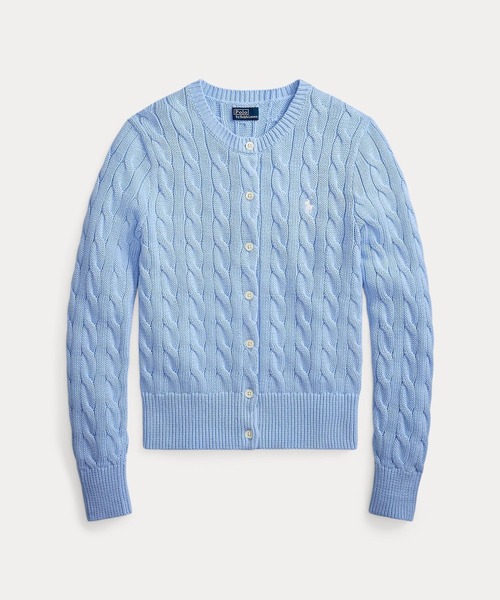 POLO RALPH LAUREN(ポロ ラルフ ローレン)の「ケーブルニット コットン クルーネック カーディガン(カーディガン/ボレロ・レディース・ブルー・M/L/XS/S)」の3枚目の写真