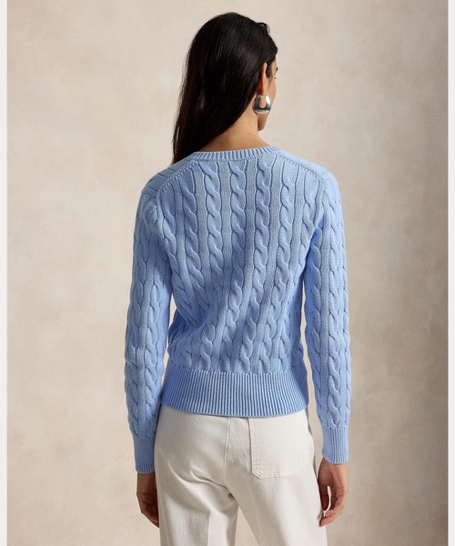 POLO RALPH LAUREN(ポロ ラルフ ローレン)の「ケーブルニット コットン クルーネック カーディガン(カーディガン/ボレロ・レディース・ブルー・M/L/XS/S)」の5枚目の写真