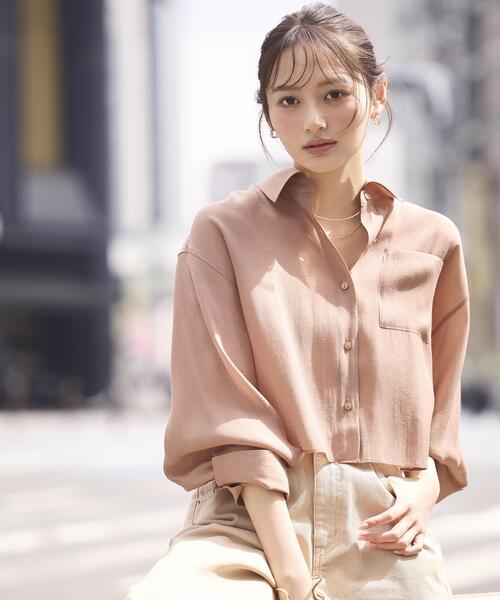 PROPORTION BODY DRESSING(プロポーションボディドレッシング)の「【青島心さん着用】短丈シアーシャツ / 1216110410(シャツ/ブラウス・レディース・ブラウン/ホワイト系その他/ブルー・FREE)」の3枚目の写真