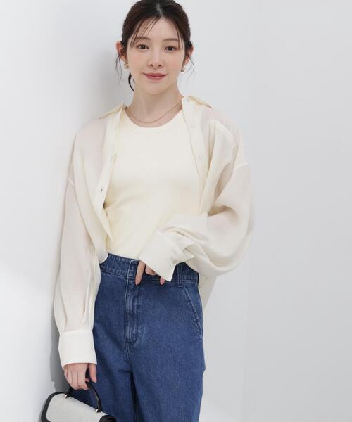 PROPORTION BODY DRESSING(プロポーションボディドレッシング)の「【青島心さん着用】短丈シアーシャツ / 1216110410(シャツ/ブラウス・レディース・ブラウン/ホワイト系その他/ブルー・FREE)」の6枚目の写真
