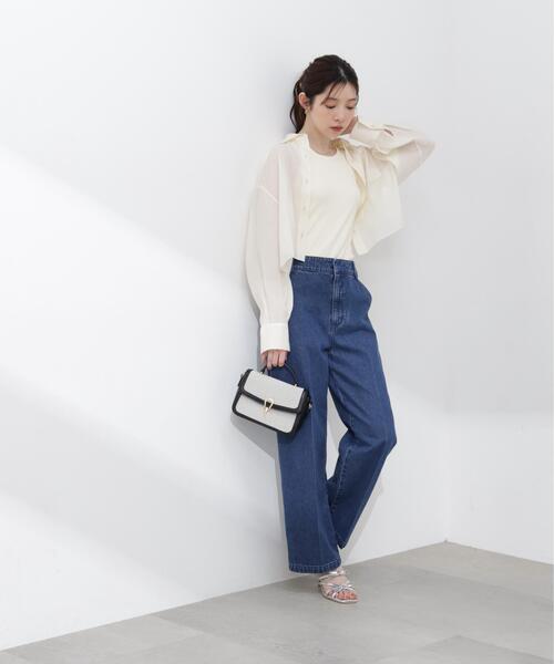 PROPORTION BODY DRESSING(プロポーションボディドレッシング)の「【青島心さん着用】短丈シアーシャツ / 1216110410(シャツ/ブラウス・レディース・ブラウン/ホワイト系その他/ブルー・FREE)」の8枚目の写真