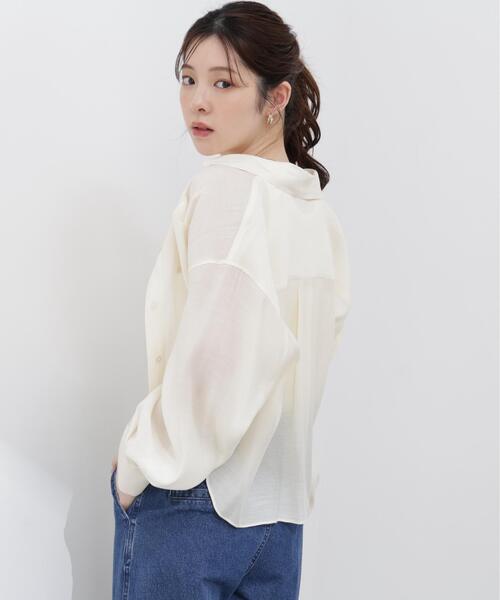 PROPORTION BODY DRESSING(プロポーションボディドレッシング)の「【青島心さん着用】短丈シアーシャツ / 1216110410(シャツ/ブラウス・レディース・ブラウン/ホワイト系その他/ブルー・FREE)」の12枚目の写真