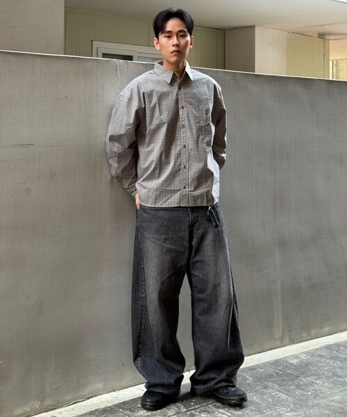 INDUST（インダスト）の「クロップチェックシャツ_グレー（シャツ/ブラウス・レディース・グレー・1(S)/2(M)/3(L)）」の4枚目の写真