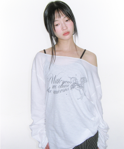 AMESWORLDWIDE(アメスワールドワイド)の「UNICORN SHEER LS TEE IVORY(Tシャツ/カットソー・レディース・その他・FREE)」の1枚目の写真