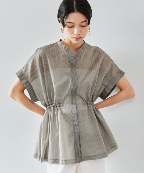 green label relaxing（グリーンレーベルリラクシング）の「【結論シリーズ】ギャザーハイウエストブラウス［size SHORTあり］（シャツ/ブラウス・レディース・ホワイト/モカ/ライトブルー/ライトピンク/ブラック・SHORT/FREE）」の8枚目の写真
