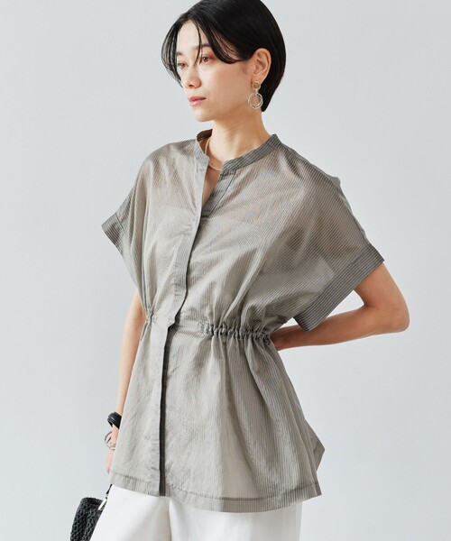 green label relaxing（グリーンレーベルリラクシング）の「【結論シリーズ】ギャザーハイウエストブラウス［size SHORTあり］（シャツ/ブラウス・レディース・ホワイト/モカ/ライトブルー/ライトピンク/ブラック・SHORT/FREE）」の9枚目の写真