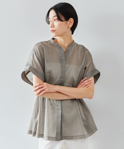 green label relaxing（グリーンレーベルリラクシング）の「【結論シリーズ】ギャザーハイウエストブラウス［size SHORTあり］（シャツ/ブラウス・レディース・ホワイト/モカ/ライトブルー/ライトピンク/ブラック・SHORT/FREE）」の10枚目の写真