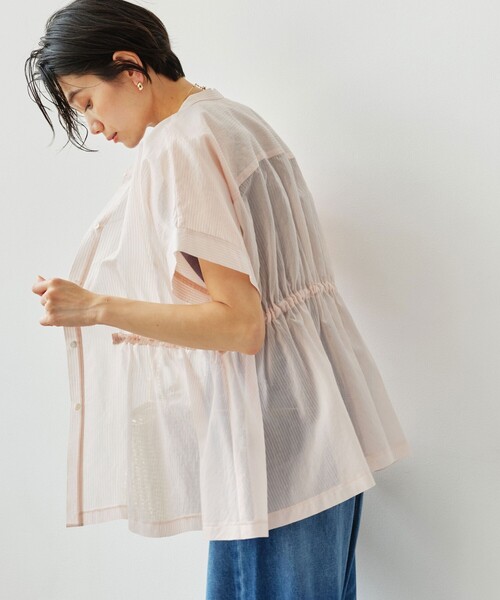 green label relaxing（グリーンレーベルリラクシング）の「【結論シリーズ】ギャザーハイウエストブラウス［size SHORTあり］（シャツ/ブラウス・レディース・ホワイト/モカ/ライトブルー/ライトピンク/ブラック・SHORT/FREE）」の16枚目の写真