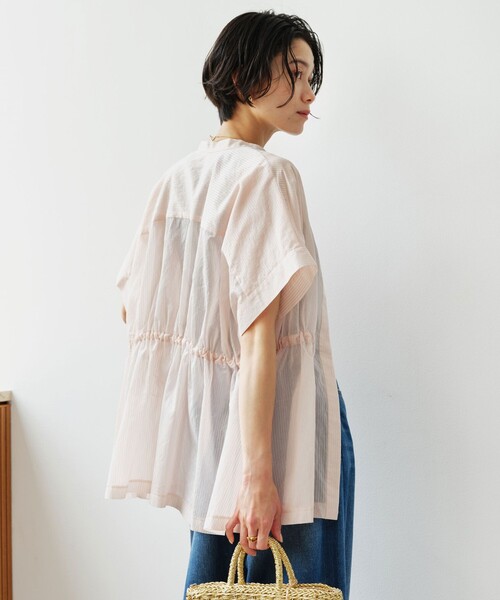 green label relaxing（グリーンレーベルリラクシング）の「【結論シリーズ】ギャザーハイウエストブラウス［size SHORTあり］（シャツ/ブラウス・レディース・ホワイト/モカ/ライトブルー/ライトピンク/ブラック・SHORT/FREE）」の17枚目の写真