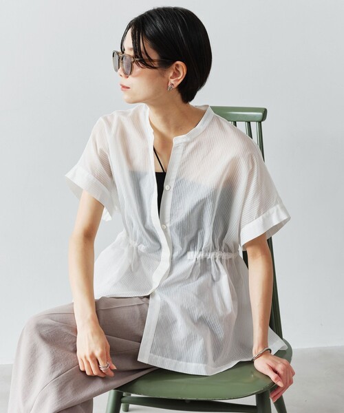 green label relaxing（グリーンレーベルリラクシング）の「【結論シリーズ】ギャザーハイウエストブラウス［size SHORTあり］（シャツ/ブラウス・レディース・ホワイト/モカ/ライトブルー/ライトピンク/ブラック・SHORT/FREE）」の20枚目の写真