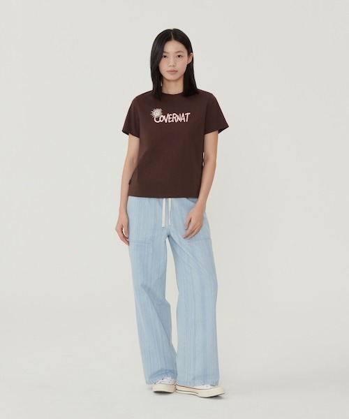 COVERNAT（カバーナット）の「WOMAN STRIPED DENIM PANTS（デニムパンツ・レディース・ライトブルー・MEDIUM/SMALL）」の2枚目の写真