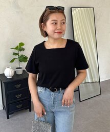 prose verse（プロズヴェール）の「【MOMO】〈吸水速乾・UVカット〉スクエアネックTシャツ（Tシャツ/カットソー）」