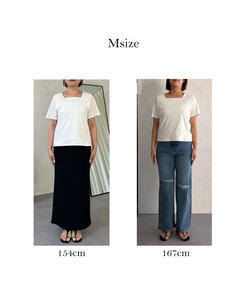 prose verse(プロズヴェール)の「【MOMO】〈吸水速乾・UVカット〉スクエアネックTシャツ(Tシャツ/カットソー・レディース・グレー/ブラック/アイボリー/オフホワイト・MEDIUM/X-LARGE/LARGE)」の5枚目の写真