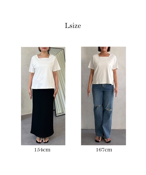 prose verse(プロズヴェール)の「【MOMO】〈吸水速乾・UVカット〉スクエアネックTシャツ(Tシャツ/カットソー・レディース・グレー/ブラック/アイボリー/オフホワイト・MEDIUM/X-LARGE/LARGE)」の6枚目の写真