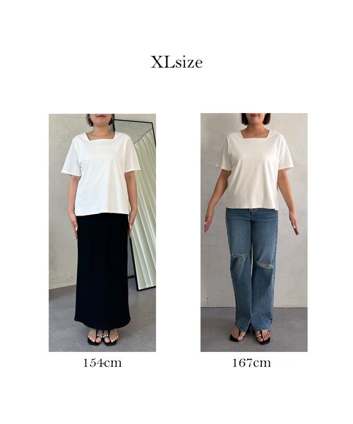 prose verse(プロズヴェール)の「【MOMO】〈吸水速乾・UVカット〉スクエアネックTシャツ(Tシャツ/カットソー・レディース・グレー/ブラック/アイボリー/オフホワイト・MEDIUM/X-LARGE/LARGE)」の7枚目の写真