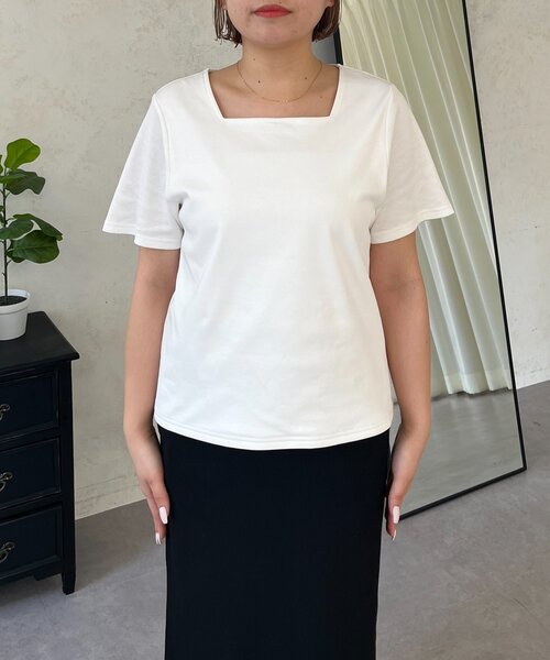 prose verse(プロズヴェール)の「【MOMO】〈吸水速乾・UVカット〉スクエアネックTシャツ(Tシャツ/カットソー・レディース・グレー/ブラック/アイボリー/オフホワイト・MEDIUM/X-LARGE/LARGE)」の19枚目の写真