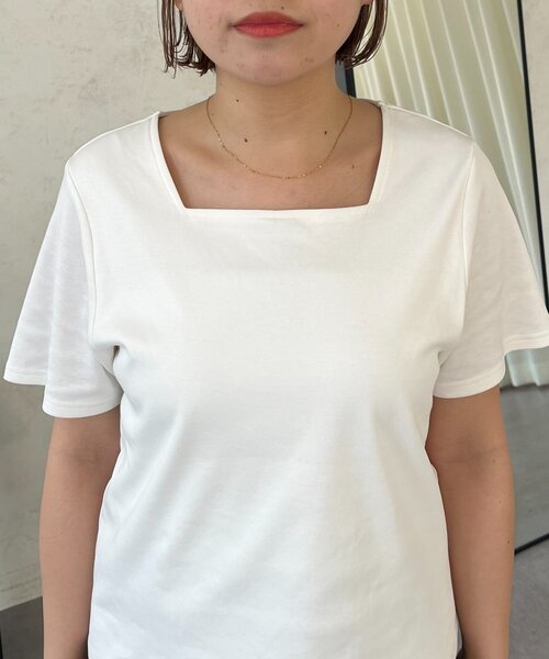 prose verse(プロズヴェール)の「【MOMO】〈吸水速乾・UVカット〉スクエアネックTシャツ(Tシャツ/カットソー・レディース・グレー/ブラック/アイボリー/オフホワイト・MEDIUM/X-LARGE/LARGE)」の22枚目の写真