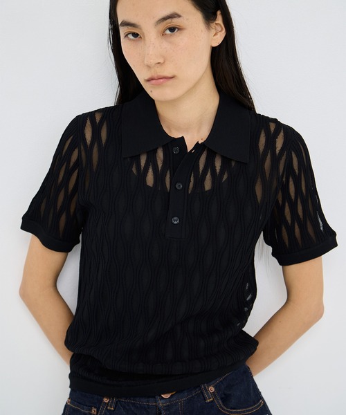 TAAKK(ターク)の「【TAAKK/ターク】Polo Knit/ポロニット(ニット/セーター・レディース・ブラック・1)」の1枚目の写真