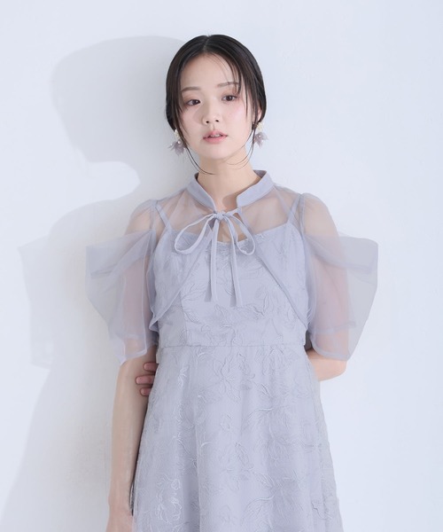 PourVous（プールヴー）の「マキシ丈&袖ありフォーマルフレアシルエットセレモニー結婚式パーティー ドレスオケージョンドレス お呼ばれ同窓会（ドレス・レディース・グリーン/ライトブルー/ブラック/ブラック系その他/ブルーグレー・M/S/L）」の8枚目の写真