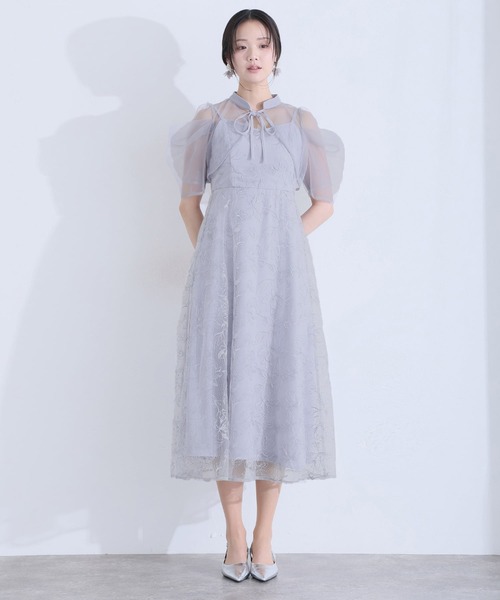 PourVous（プールヴー）の「マキシ丈&袖ありフォーマルフレアシルエットセレモニー結婚式パーティー ドレスオケージョンドレス お呼ばれ同窓会（ドレス・レディース・グリーン/ライトブルー/ブラック/ブラック系その他/ブルーグレー・M/S/L）」の12枚目の写真