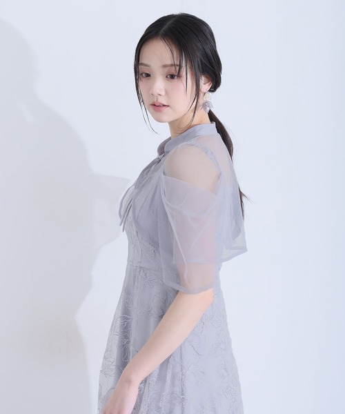 PourVous（プールヴー）の「マキシ丈&袖ありフォーマルフレアシルエットセレモニー結婚式パーティー ドレスオケージョンドレス お呼ばれ同窓会（ドレス・レディース・グリーン/ライトブルー/ブラック/ブラック系その他/ブルーグレー・M/S/L）」の13枚目の写真